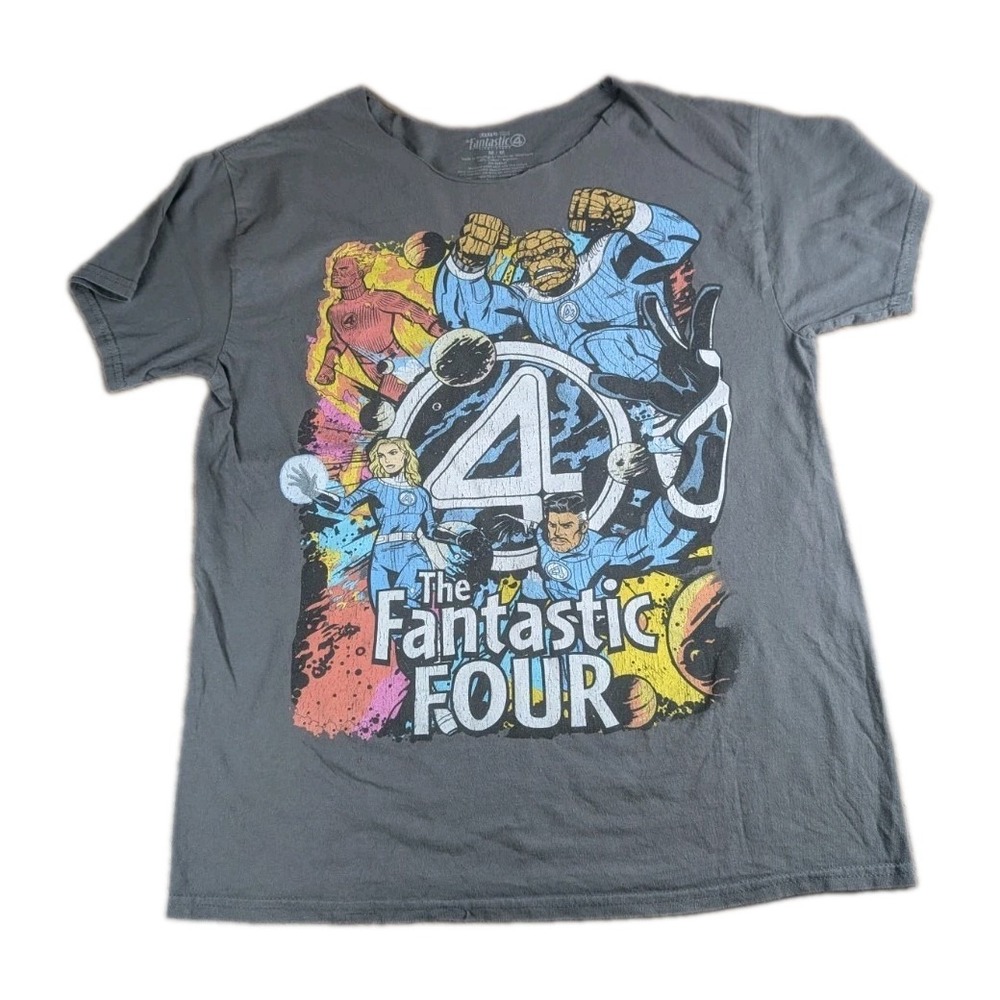 Marvel Fantastic Four Graphic T-Shirt Men's Medium Gray Superhero Comic Tee